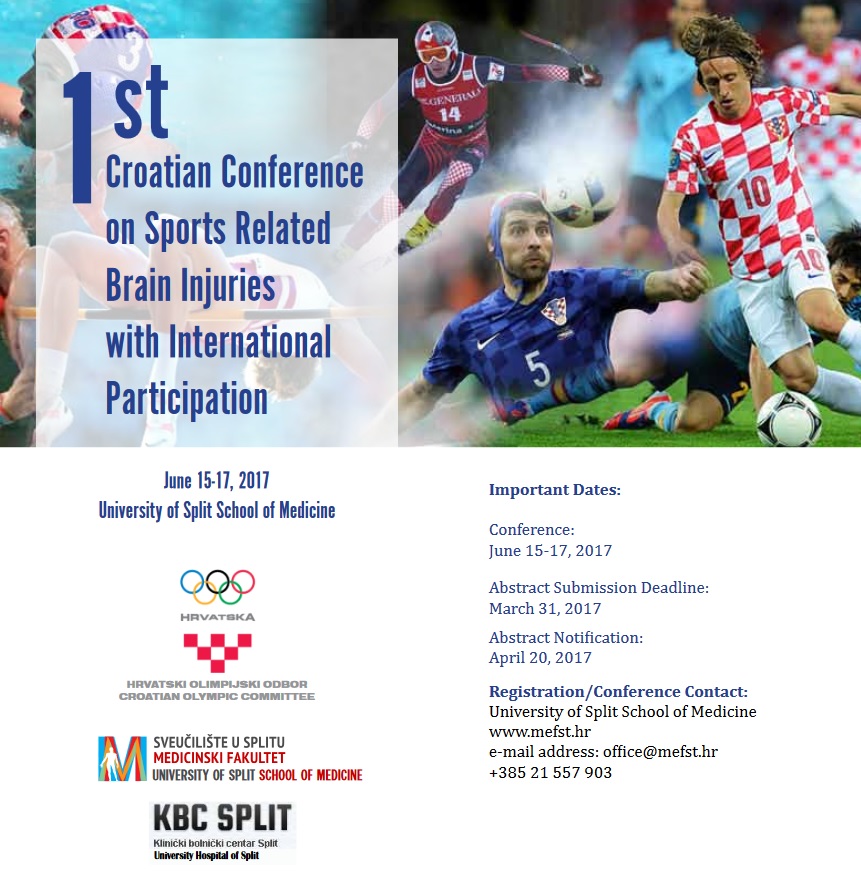 1st Croatian Conference on Sports Related Brain Injuries, June 15-17, 2017